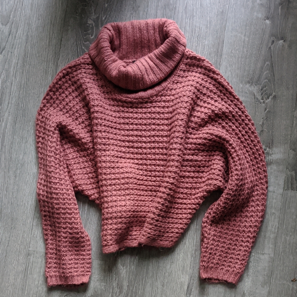 Express Textured Knit Turtleneck Sweater - Mauve